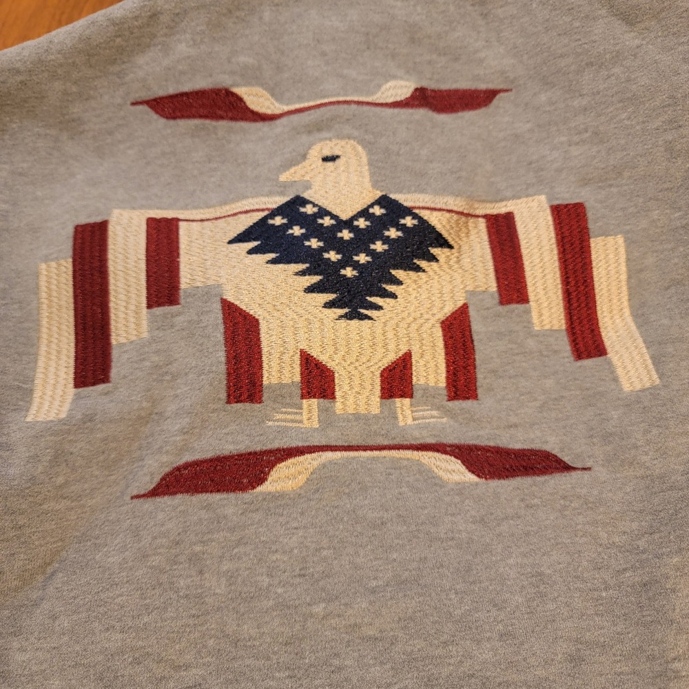 Ariat Chimayo Hoodie Thunderbird Graphic Mens Small Gray Excellent Western